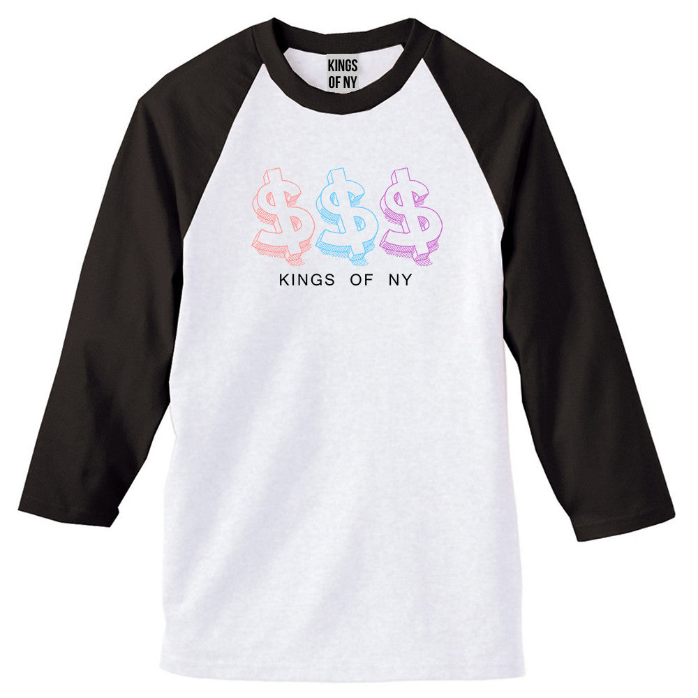 Money Signs Colors SP17 3/4 Sleeve Raglan T-Shirt in White