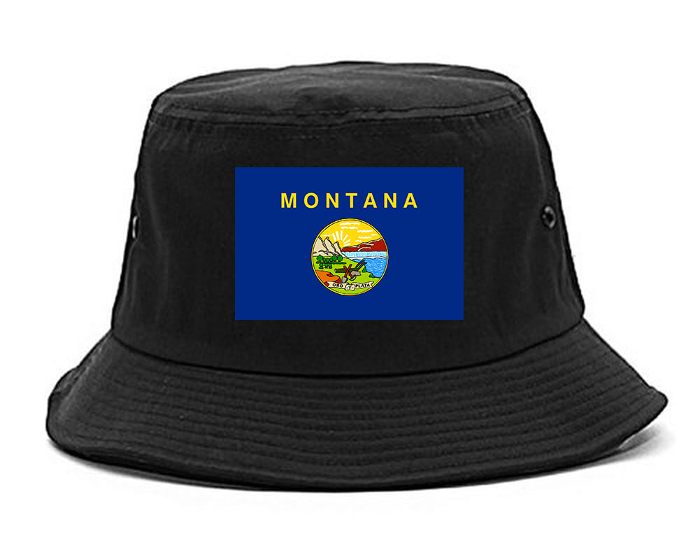 Montana State Flag MT Chest Mens Bucket Hat Black