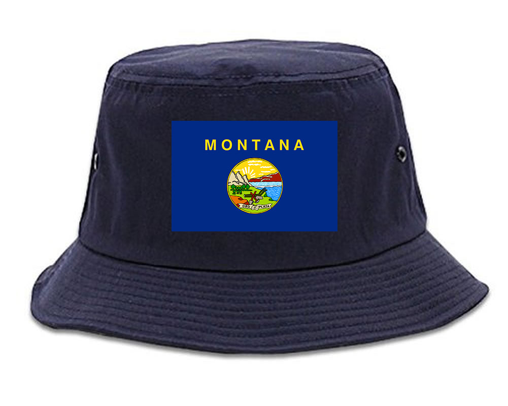 Montana State Flag MT Chest Mens Bucket Hat Navy Blue