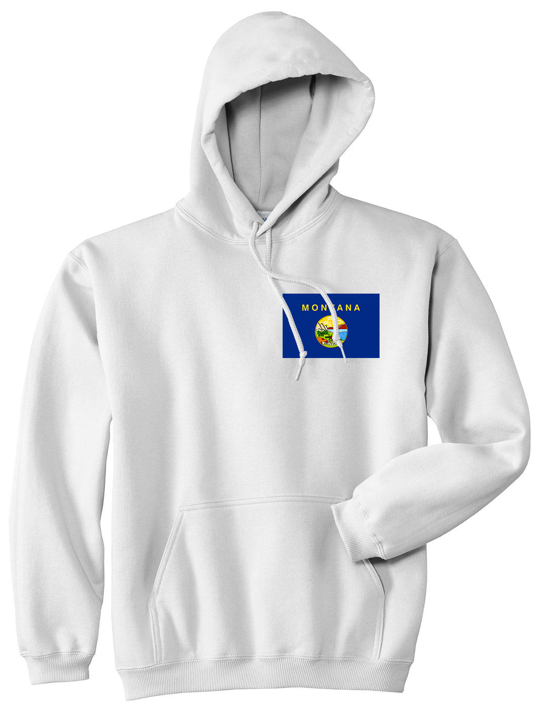 Montana State Flag MT Chest Mens Pullover Hoodie White