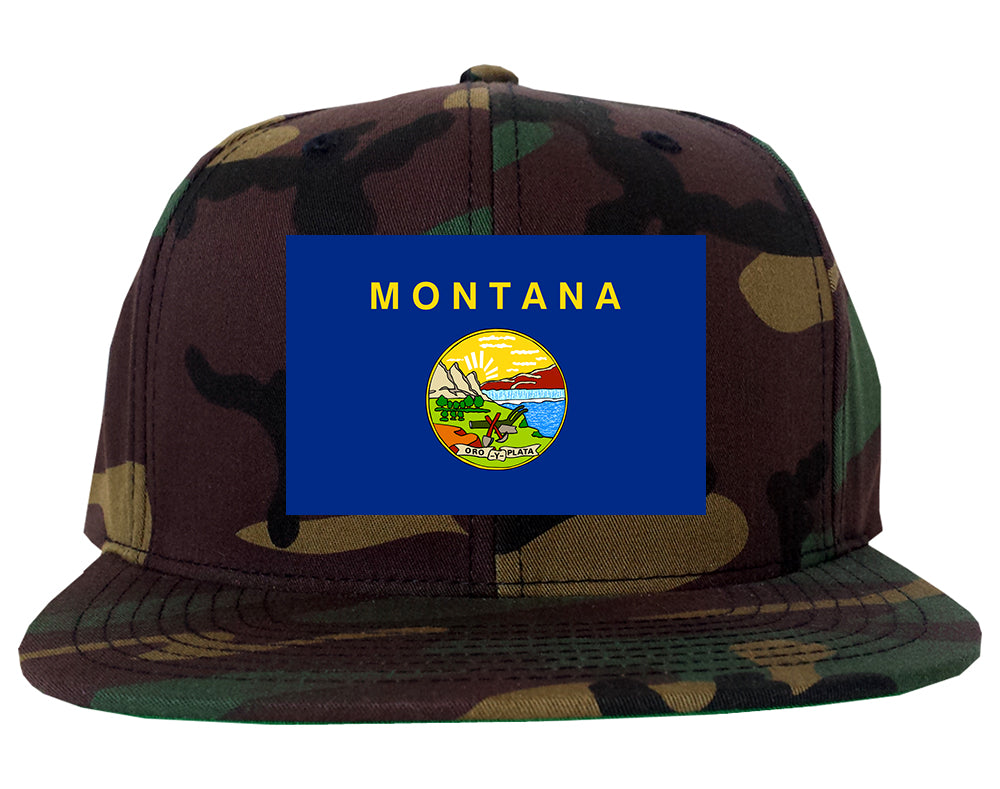 Montana State Flag MT Chest Mens Snapback Hat Army Camo