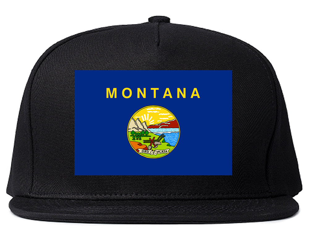 Montana State Flag MT Chest Mens Snapback Hat Black