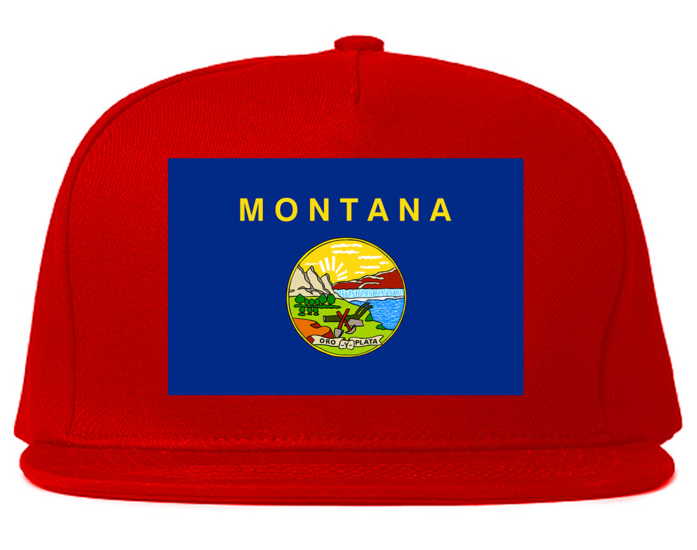 Montana State Flag MT Chest Mens Snapback Hat Red