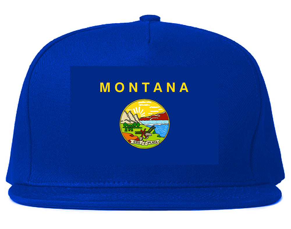 Montana State Flag MT Chest Mens Snapback Hat Royal Blue