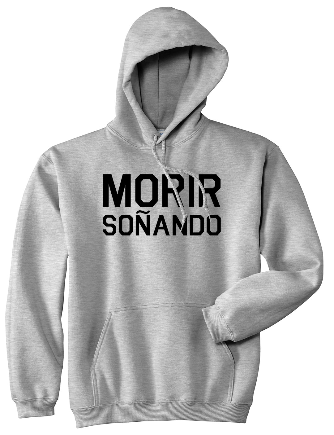 Morir Sonando Dominican Drink Pullover Hoodie in Grey