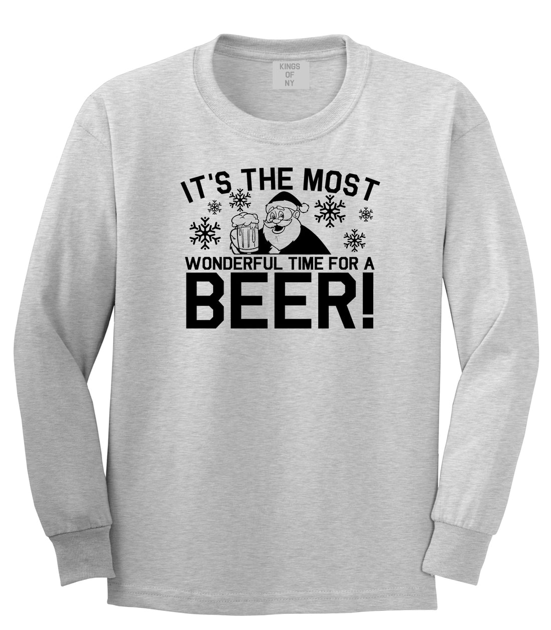 Most Wonderful Time Beer Funny Christmas Grey Mens Long Sleeve T-Shirt