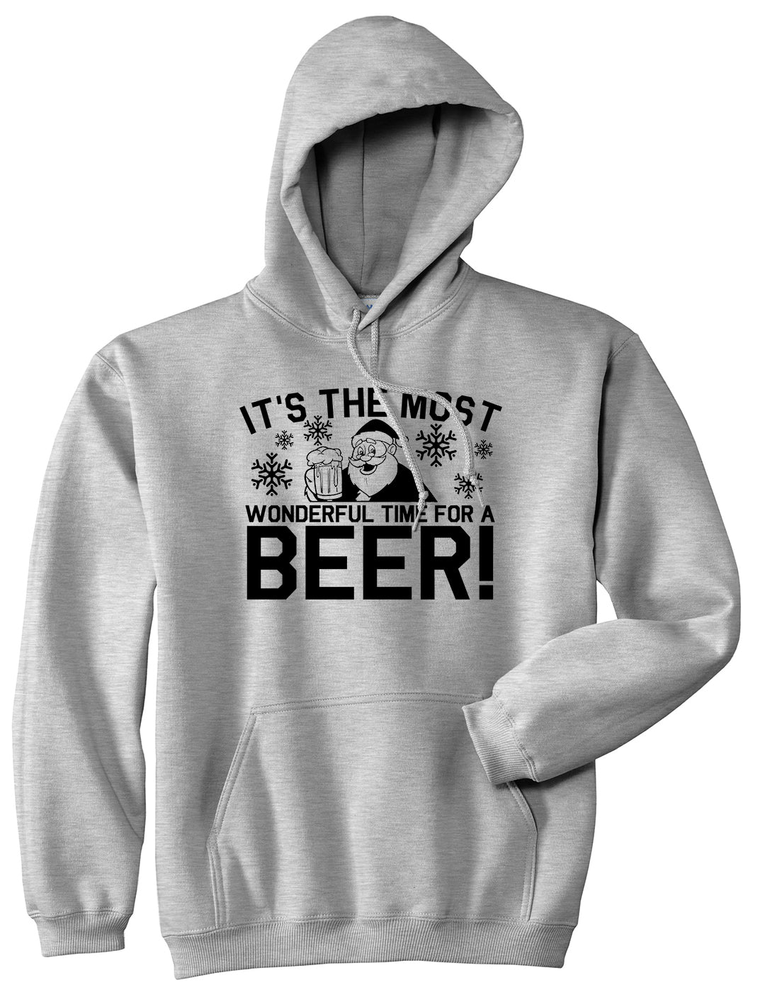 Most Wonderful Time Beer Funny Christmas Grey Mens Pullover Hoodie