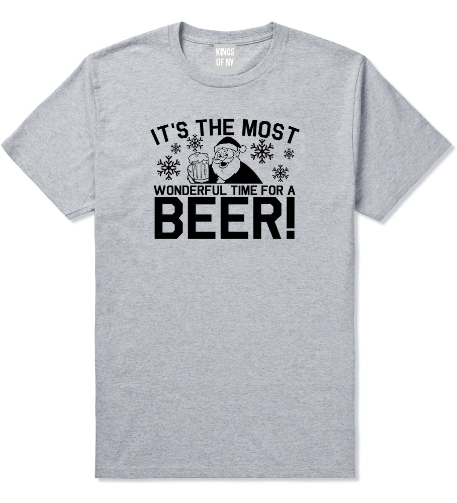 Most Wonderful Time Beer Funny Christmas Grey Mens T-Shirt