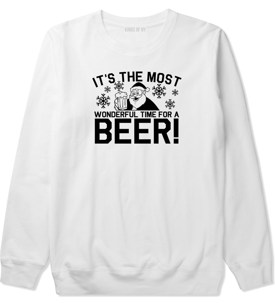 Most Wonderful Time Beer Funny Christmas White Mens Crewneck Sweatshirt
