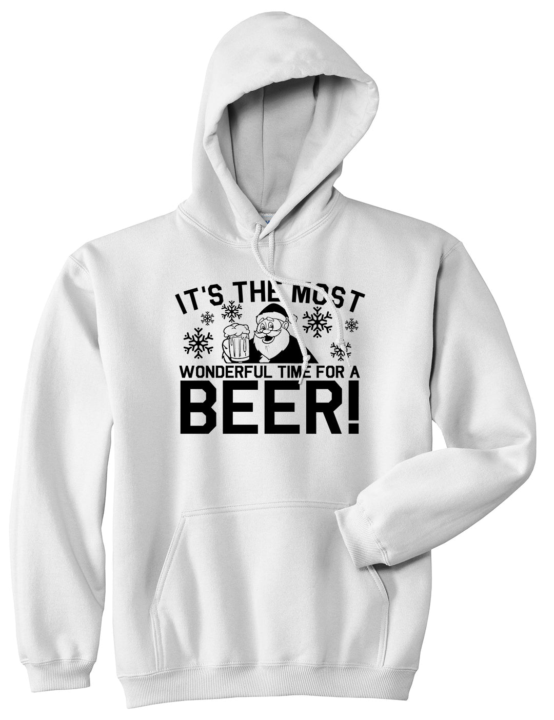 Most Wonderful Time Beer Funny Christmas White Mens Pullover Hoodie