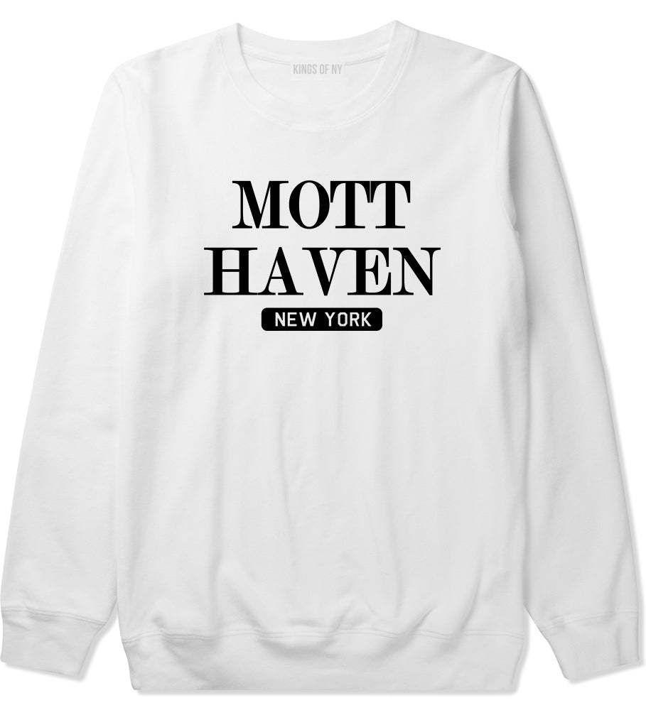 Mott Haven New York Mens Crewneck Sweatshirt White