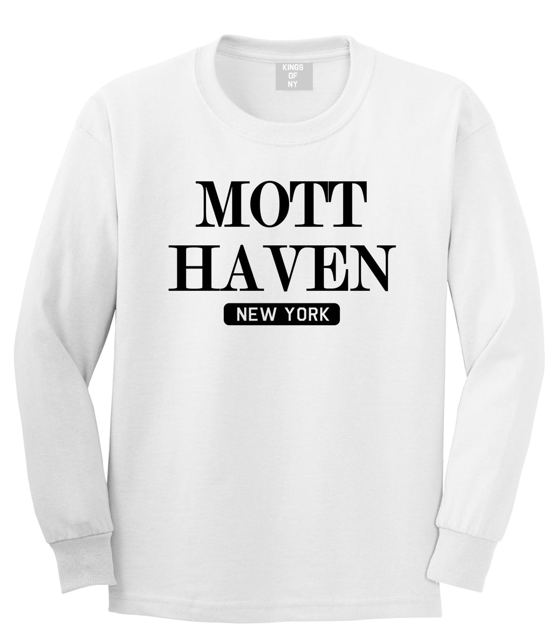 Mott Haven New York Mens Long Sleeve T-Shirt White
