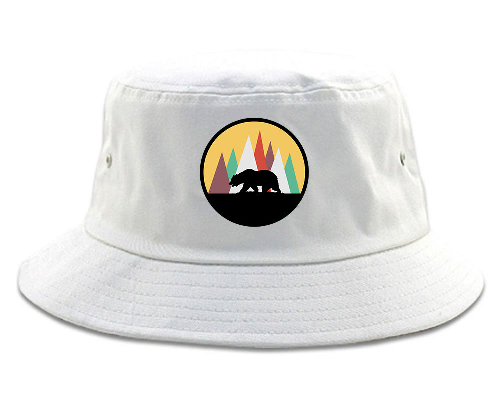 Mountain Bear Outdoor Mens Bucket Hat White