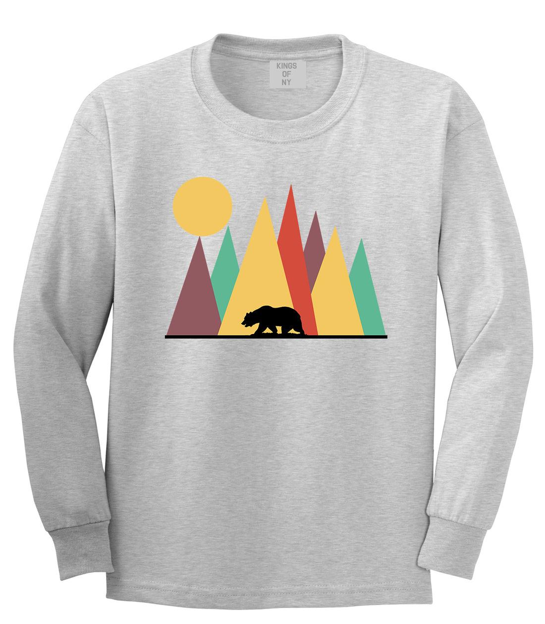 Mountain Bear Outdoor Mens Long Sleeve T-Shirt Grey