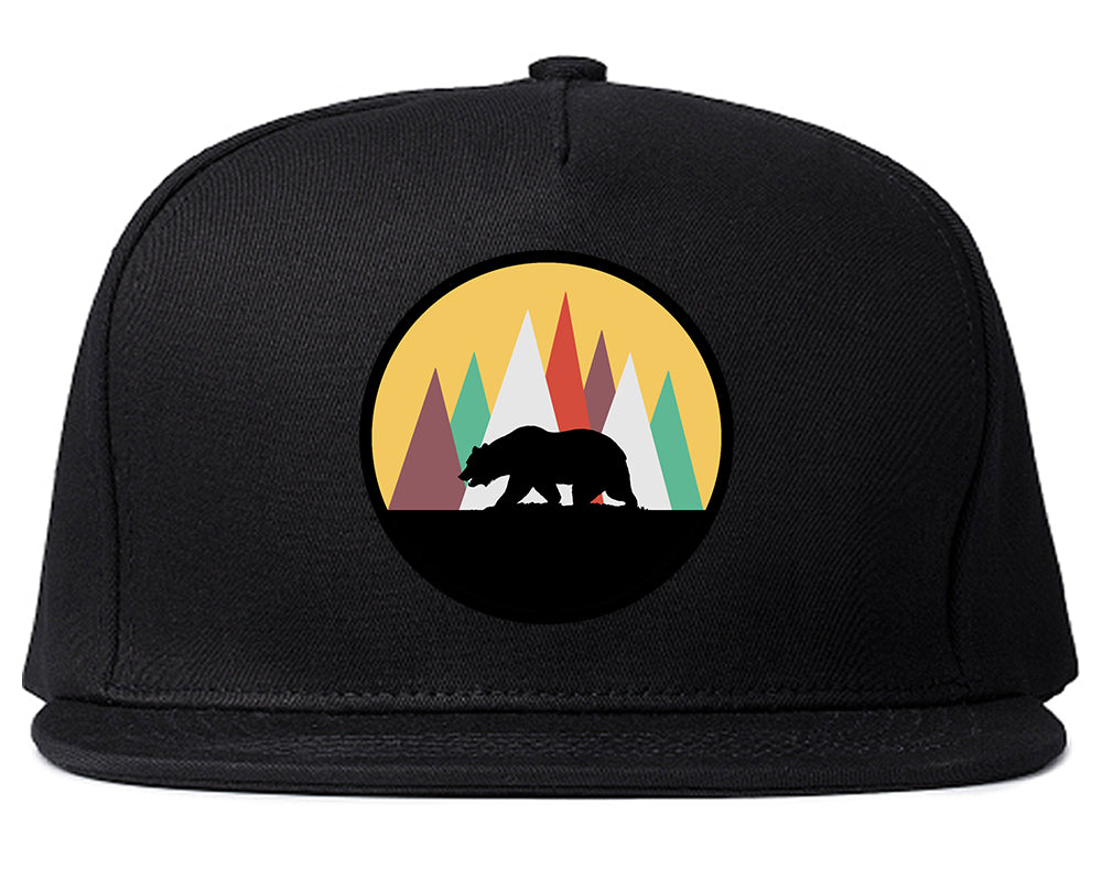 Mountain Bear Outdoor Mens Snapback Hat Black