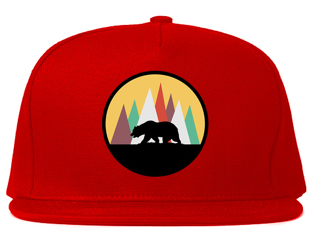 Mountain Bear Outdoor Mens Snapback Hat Red