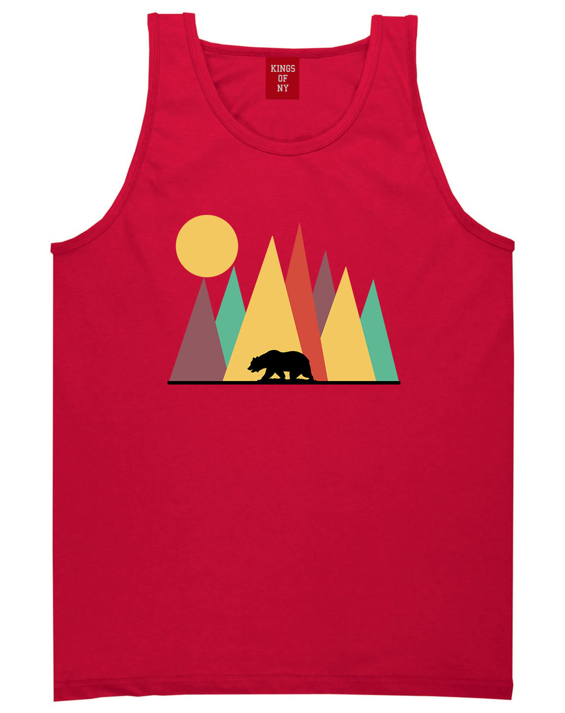 Mountain Bear Outdoor Mens Tank Top T-Shirt Red