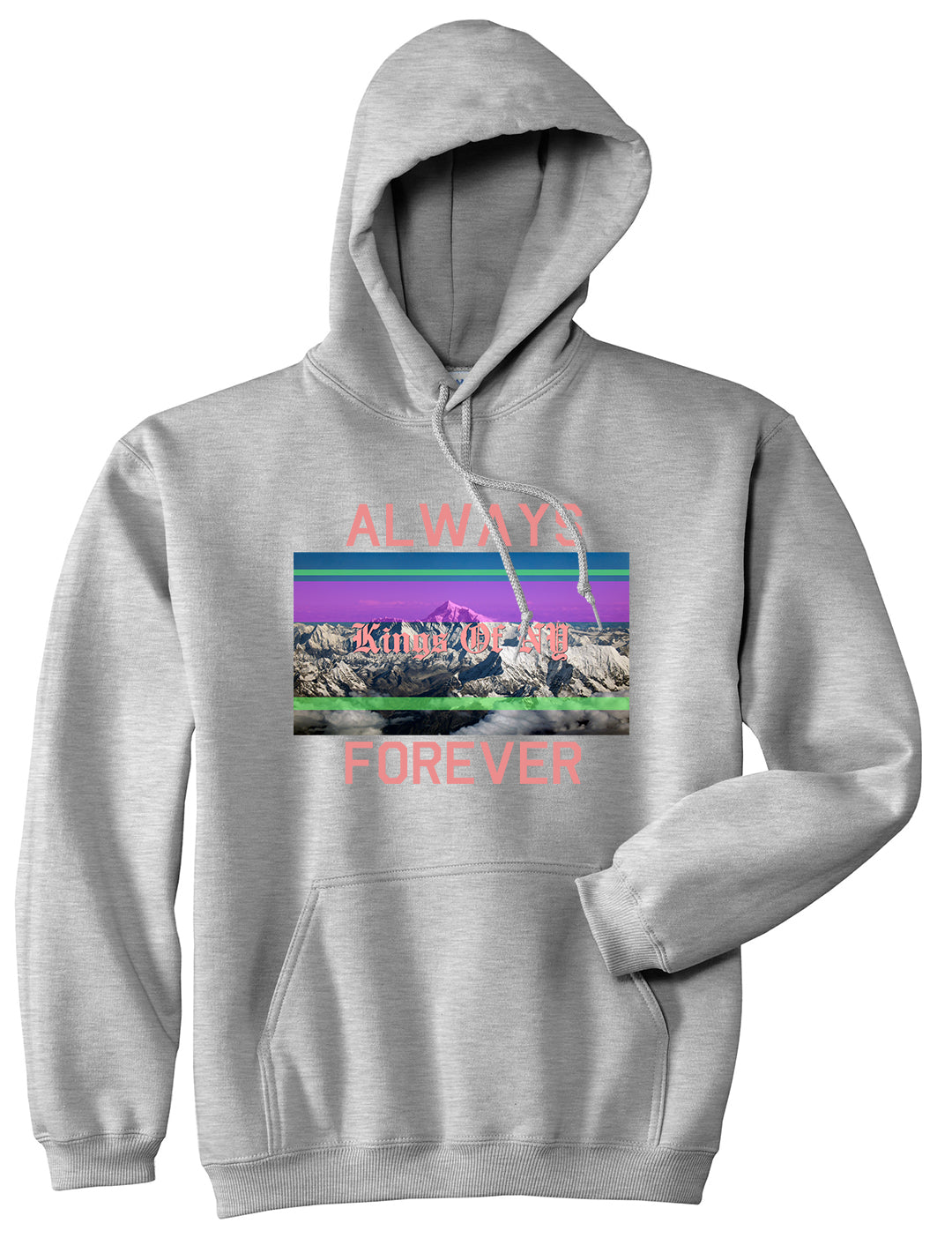 Mountains Always And Forever Mens Pullover Hoodie Grey by Kings Of NY