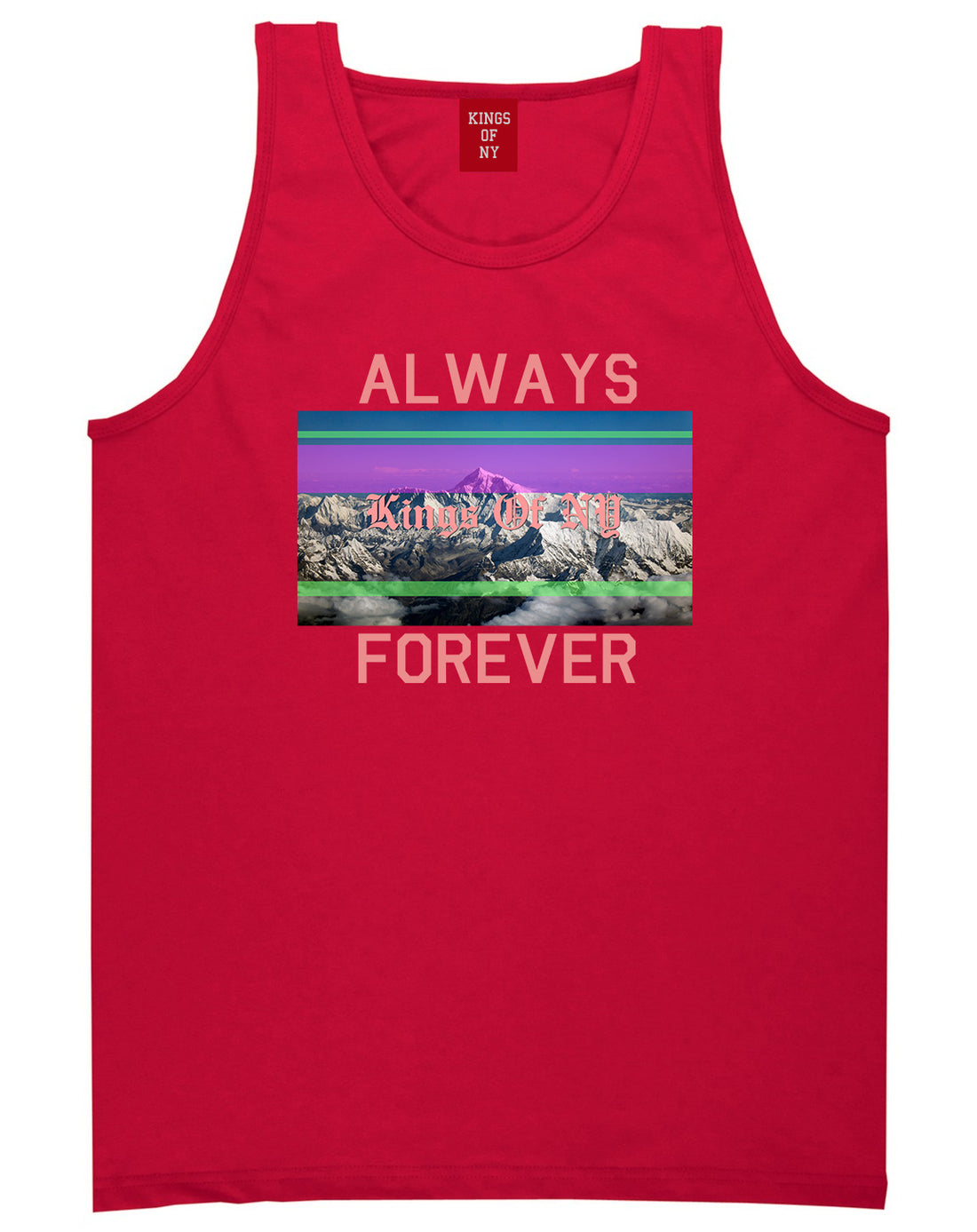 Mountains Always And Forever Mens Tank Top Shirt Red by Kings Of NY