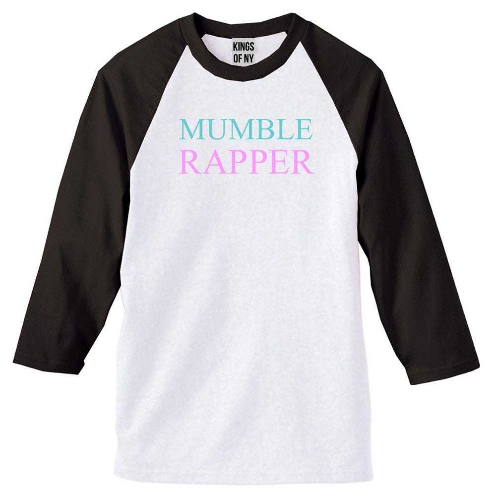 Mumble Rapper 3/4 Sleeve Raglan T-Shirt in White