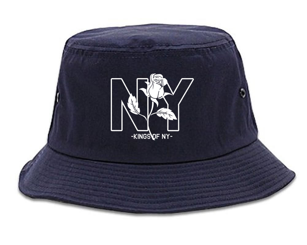 NY Rising Rose Mens Bucket Hat Navy Blue