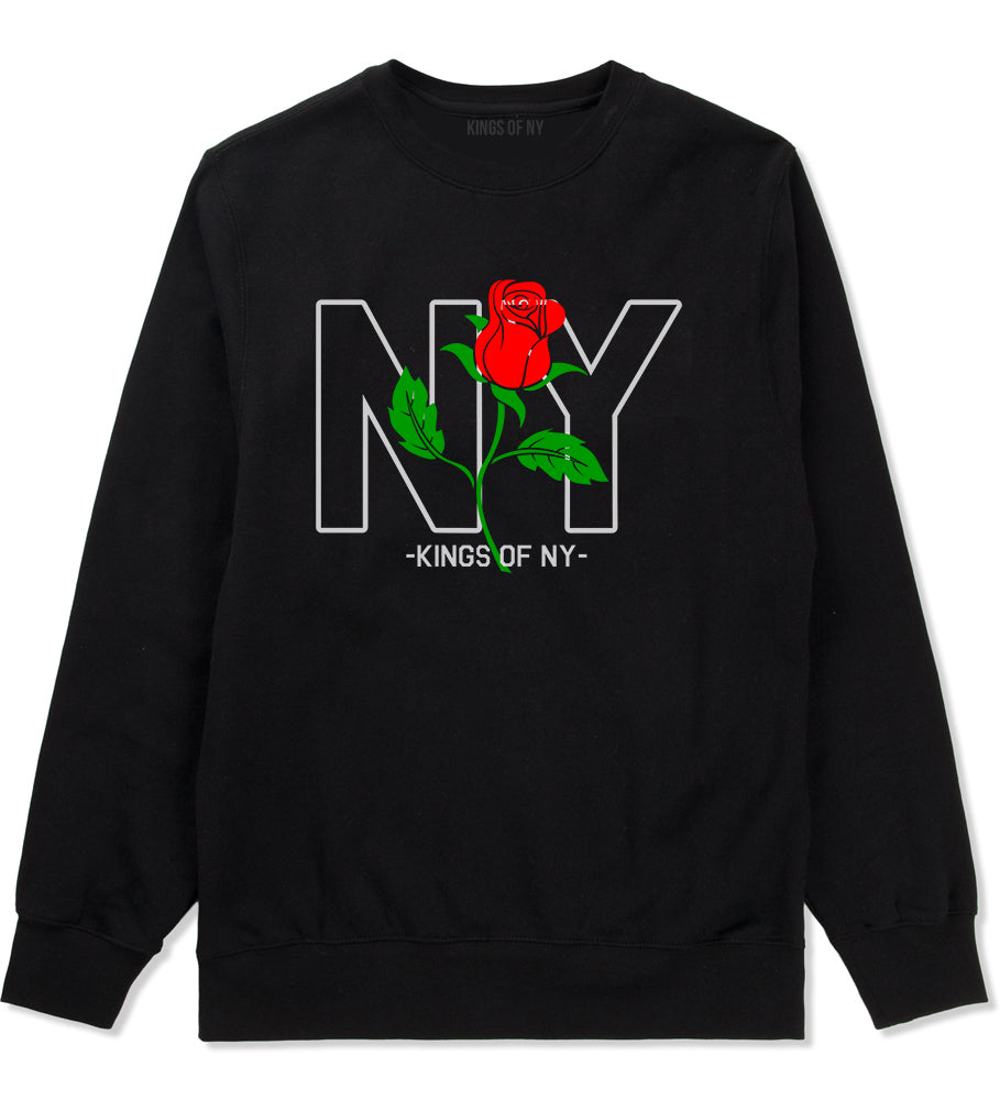 NY Rising Rose Mens Crewneck Sweatshirt Black