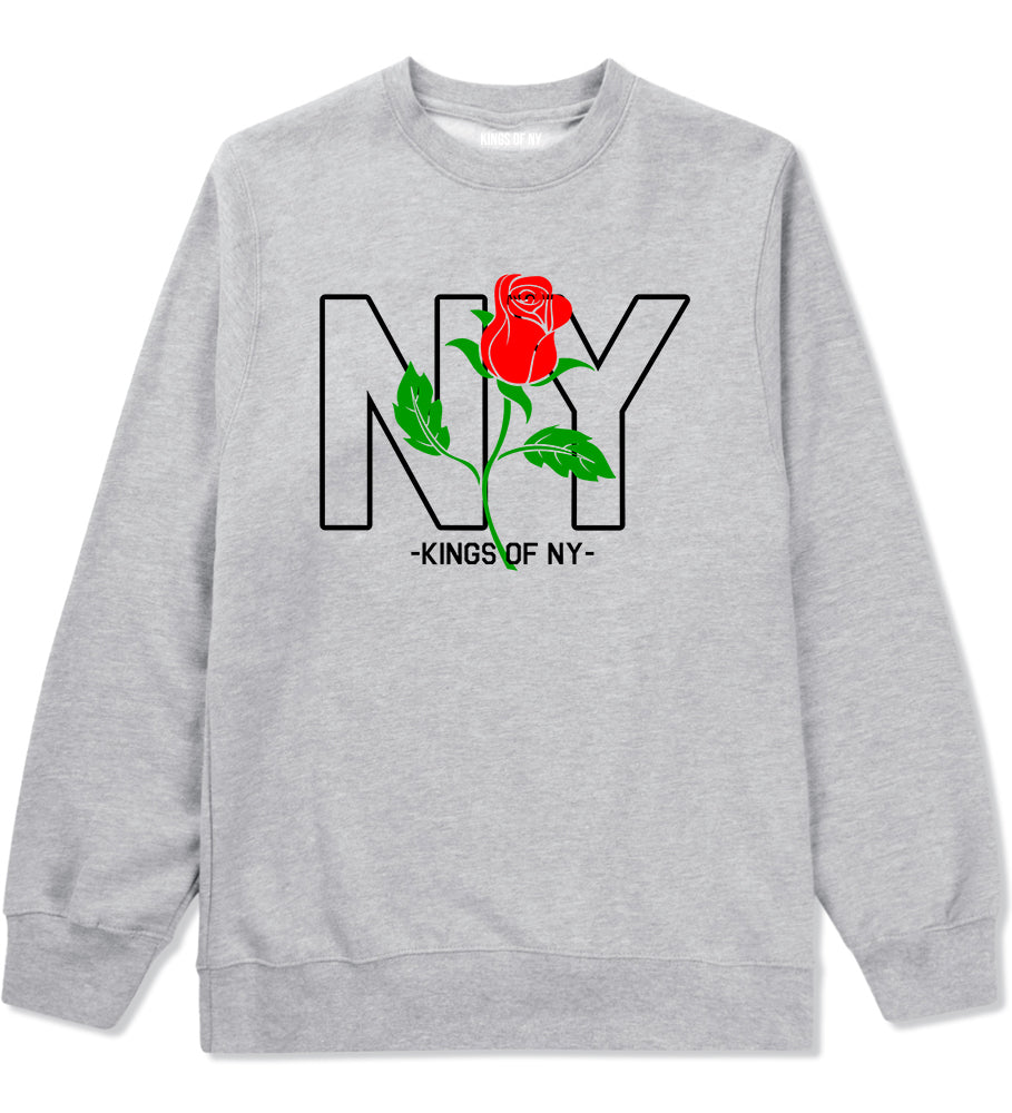 NY Rising Rose Mens Crewneck Sweatshirt Grey