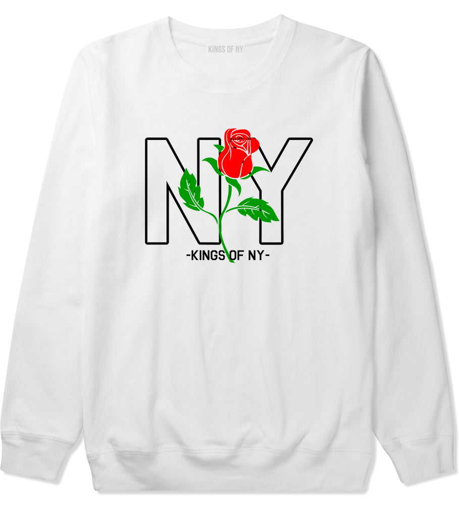 NY Rising Rose Mens Crewneck Sweatshirt White
