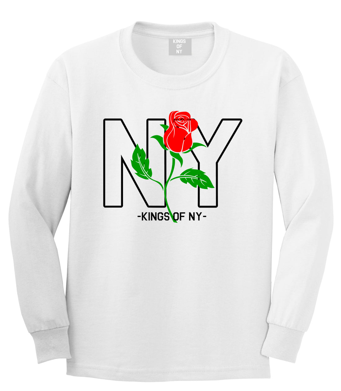 NY Rising Rose Mens Long Sleeve T-Shirt White