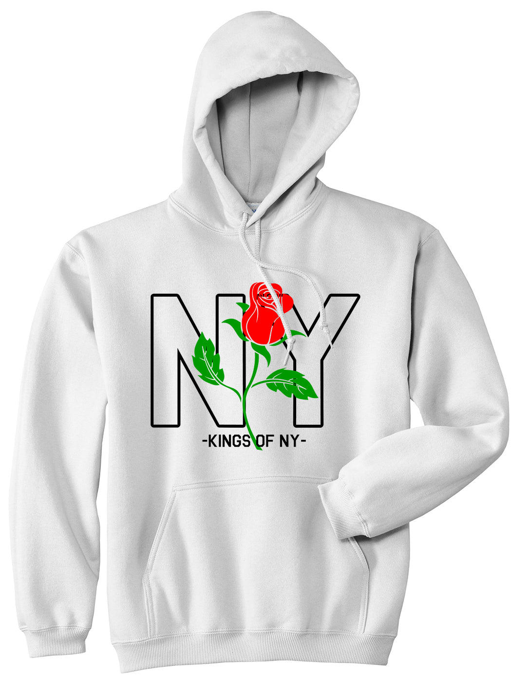 NY Rising Rose Mens Pullover Hoodie White