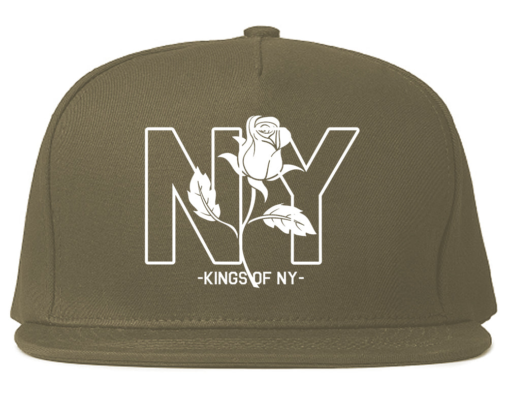 NY Rising Rose Mens Snapback Hat Grey