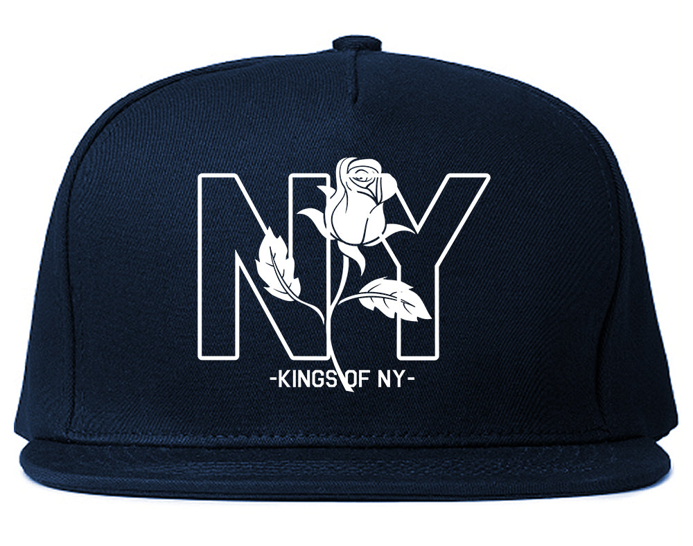 NY Rising Rose Mens Snapback Hat Navy Blue
