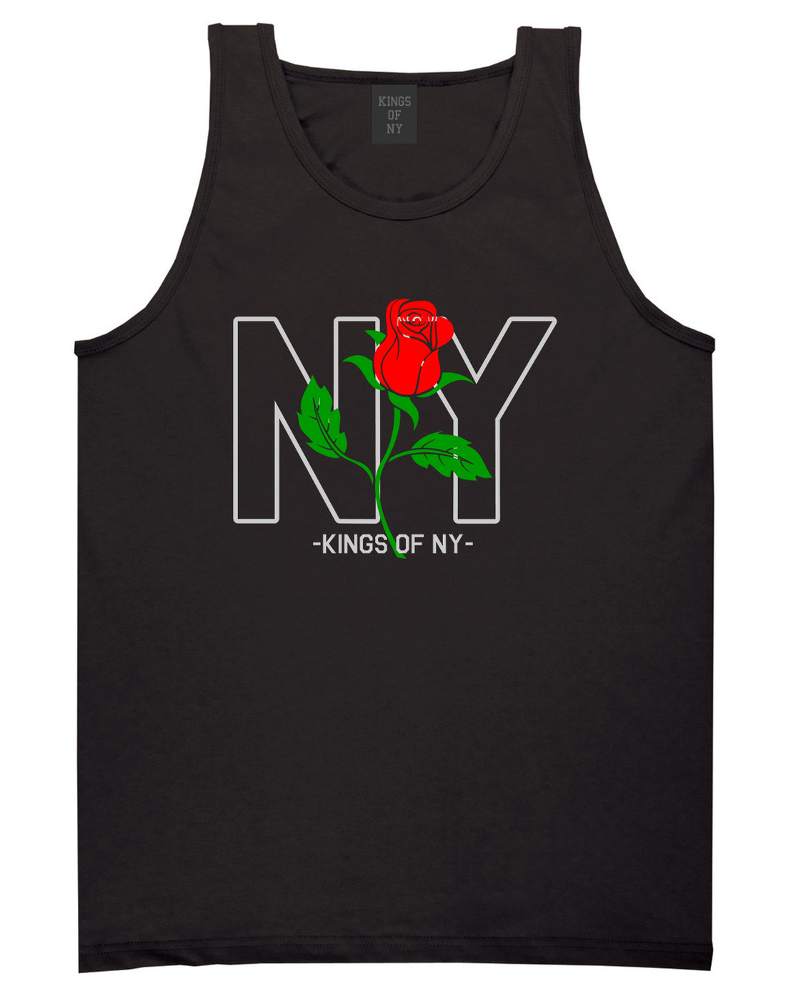 NY Rising Rose Mens Tank Top T-Shirt Black
