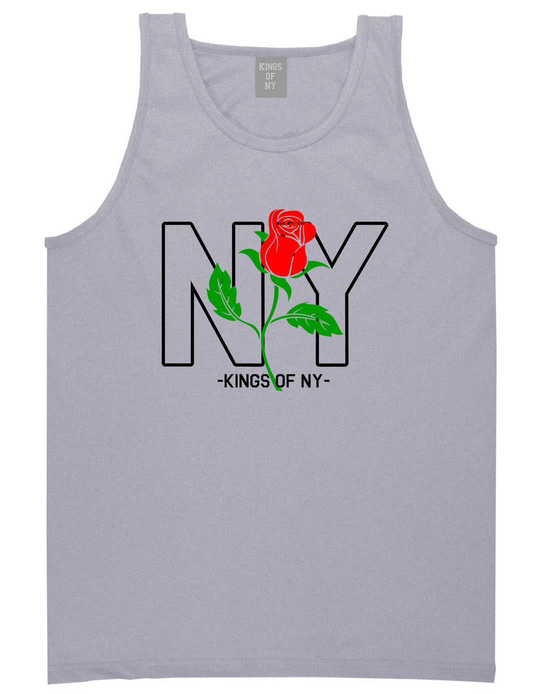 NY Rising Rose Mens Tank Top T-Shirt Grey