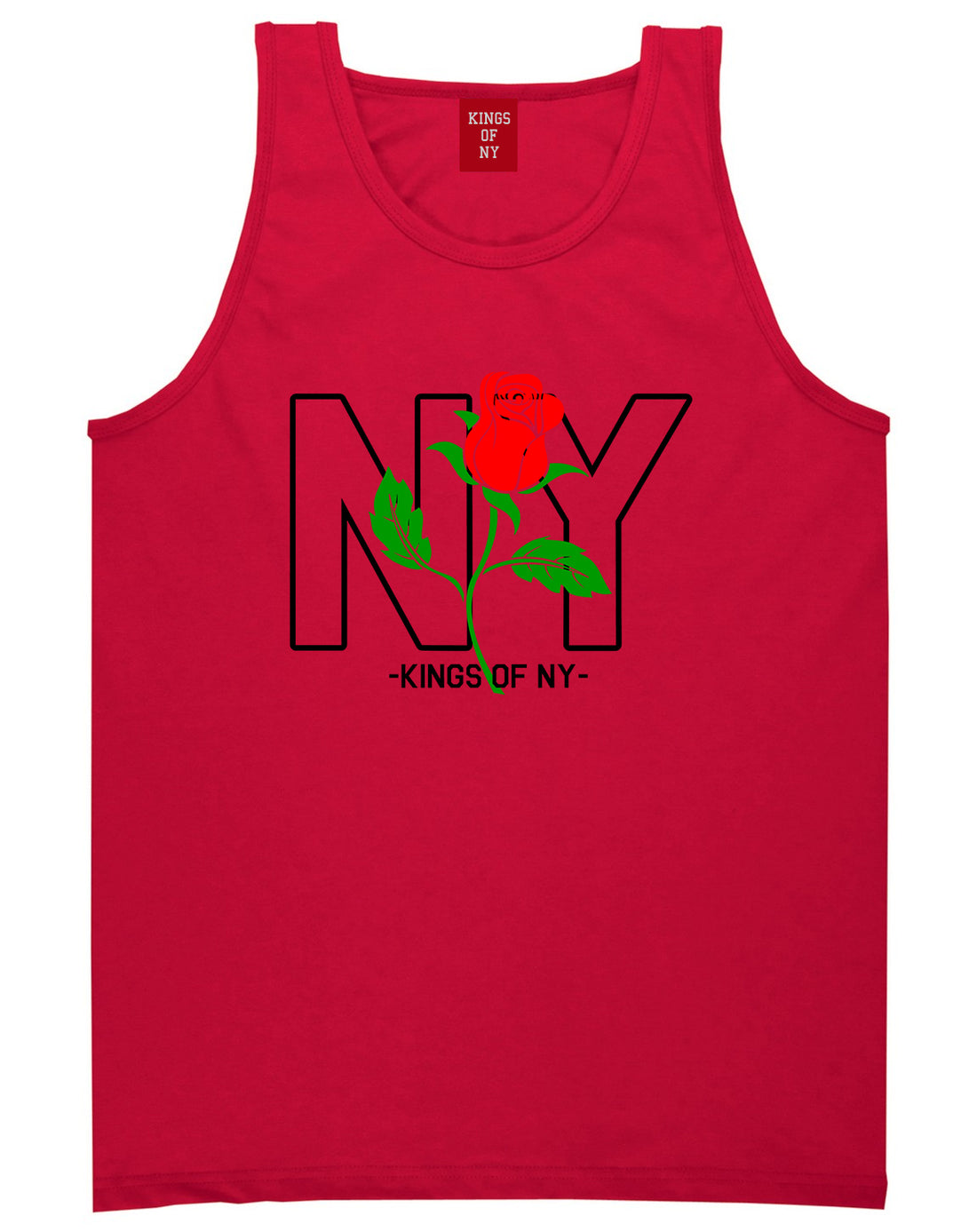 NY Rising Rose Mens Tank Top T-Shirt Red