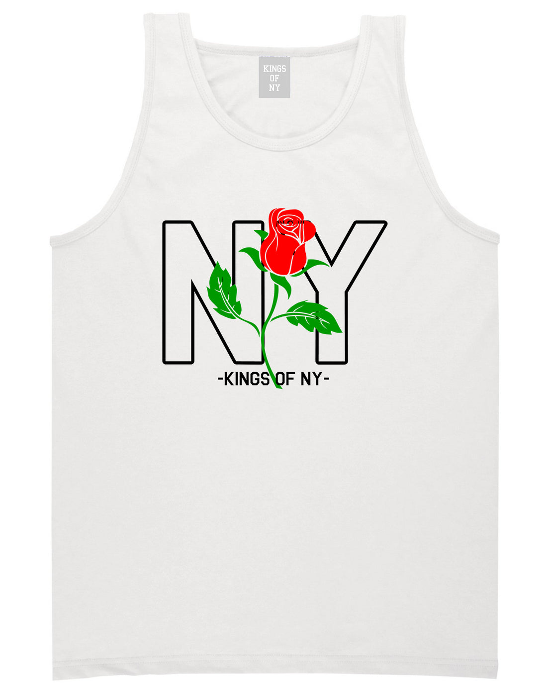 NY Rising Rose Mens Tank Top T-Shirt White