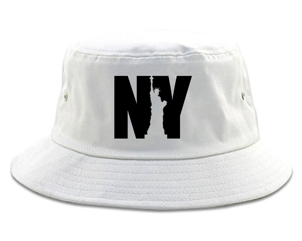 NY Statue Of Liberty Mens Snapback Hat White