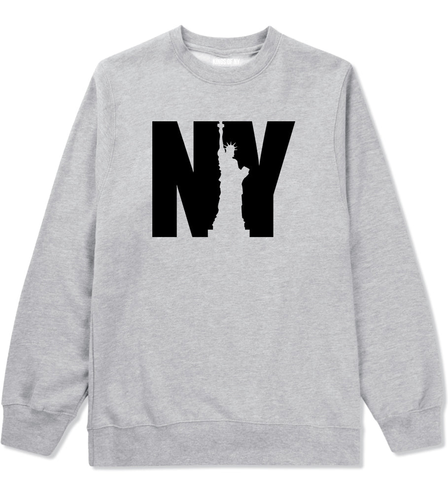 NY Statue Of Liberty Mens Crewneck Sweatshirt Grey