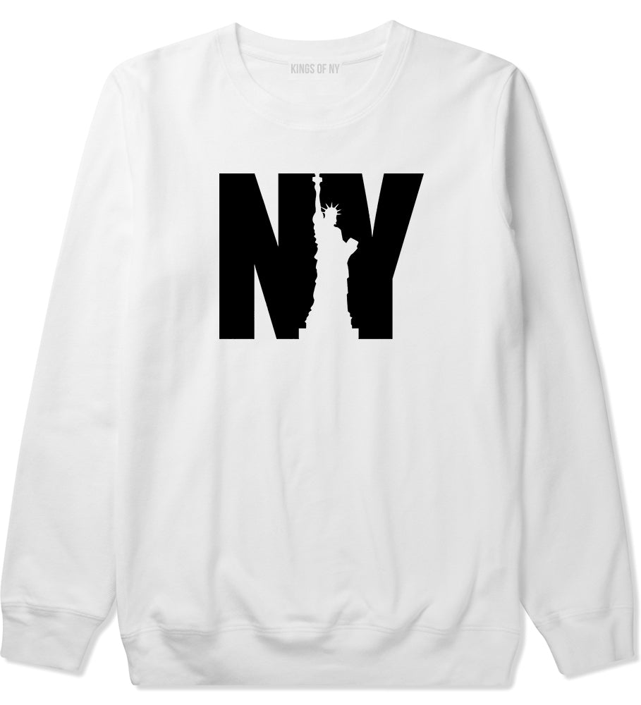 NY Statue Of Liberty Mens Crewneck Sweatshirt White