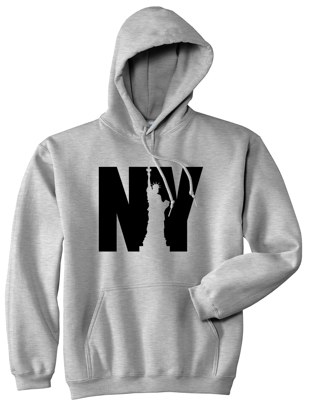 NY Statue Of Liberty Mens Pullover Hoodie Grey