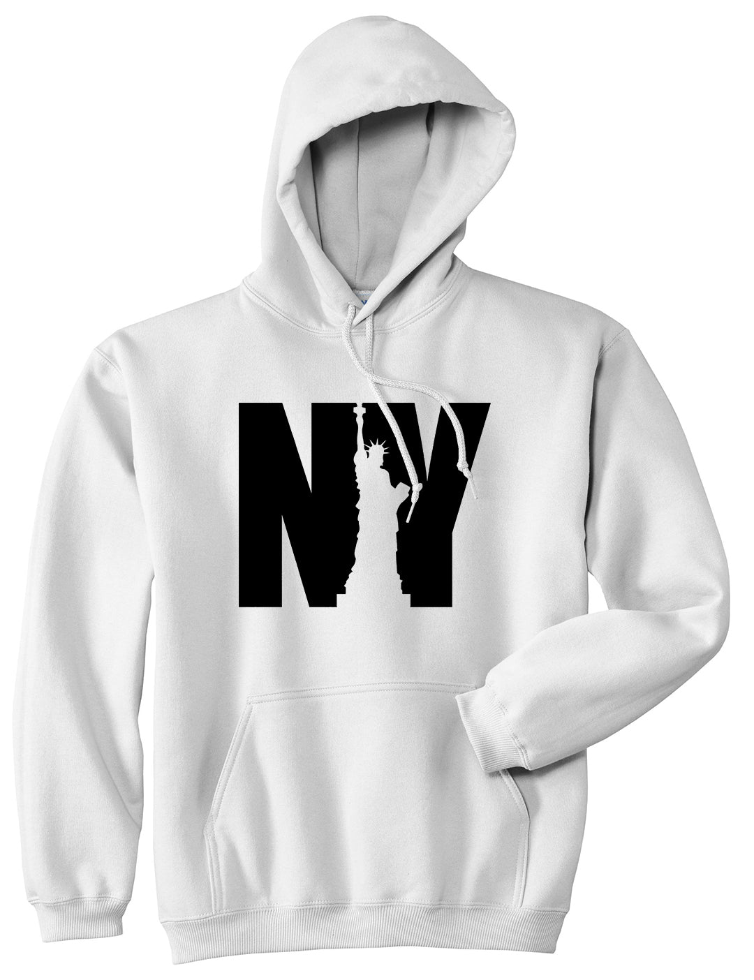 NY Statue Of Liberty Mens Pullover Hoodie White