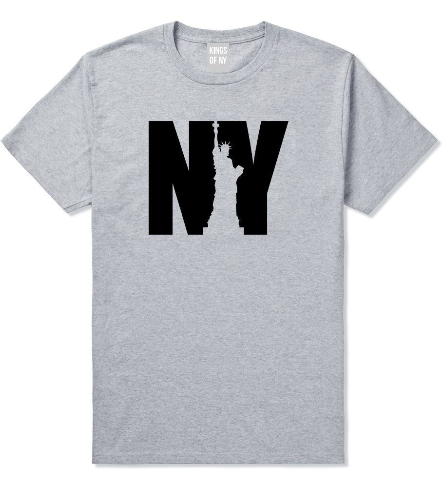 NY Statue Of Liberty Mens T Shirt Grey