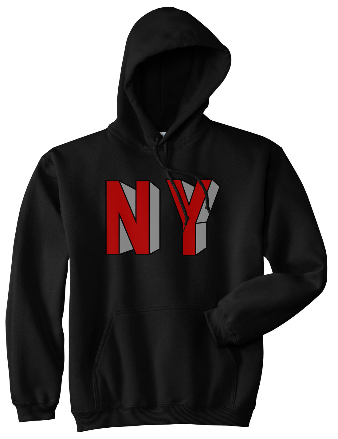 NY Block Letters Pullover Hoodie in Black