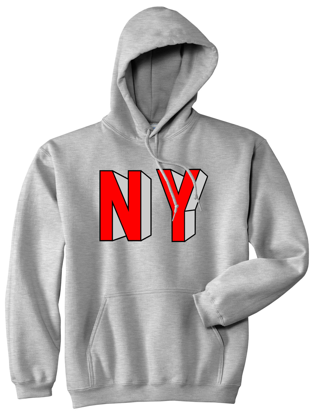NY Block Letters Pullover Hoodie in Grey