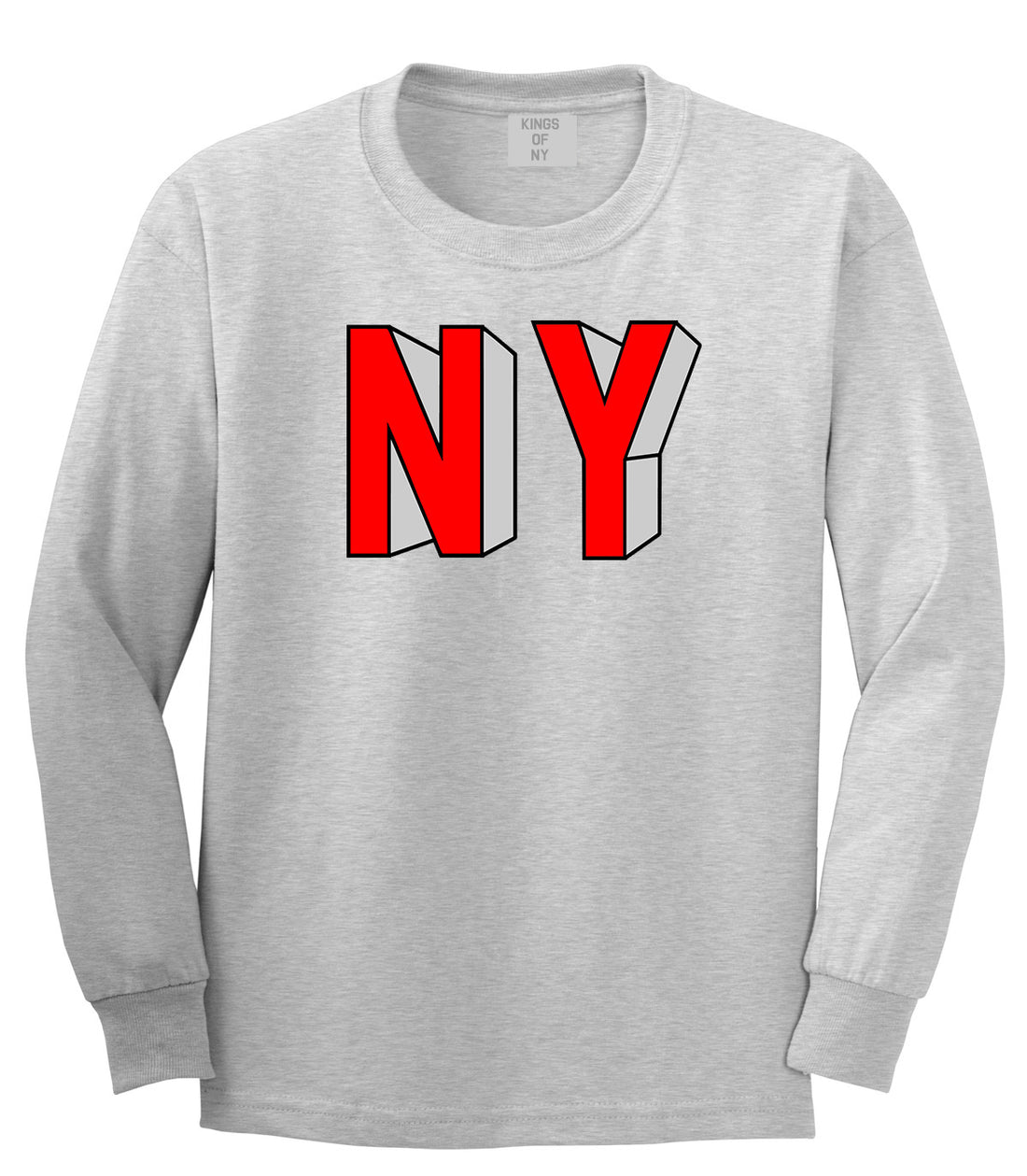 NY Block Letters Long Sleeve T-Shirt in Grey
