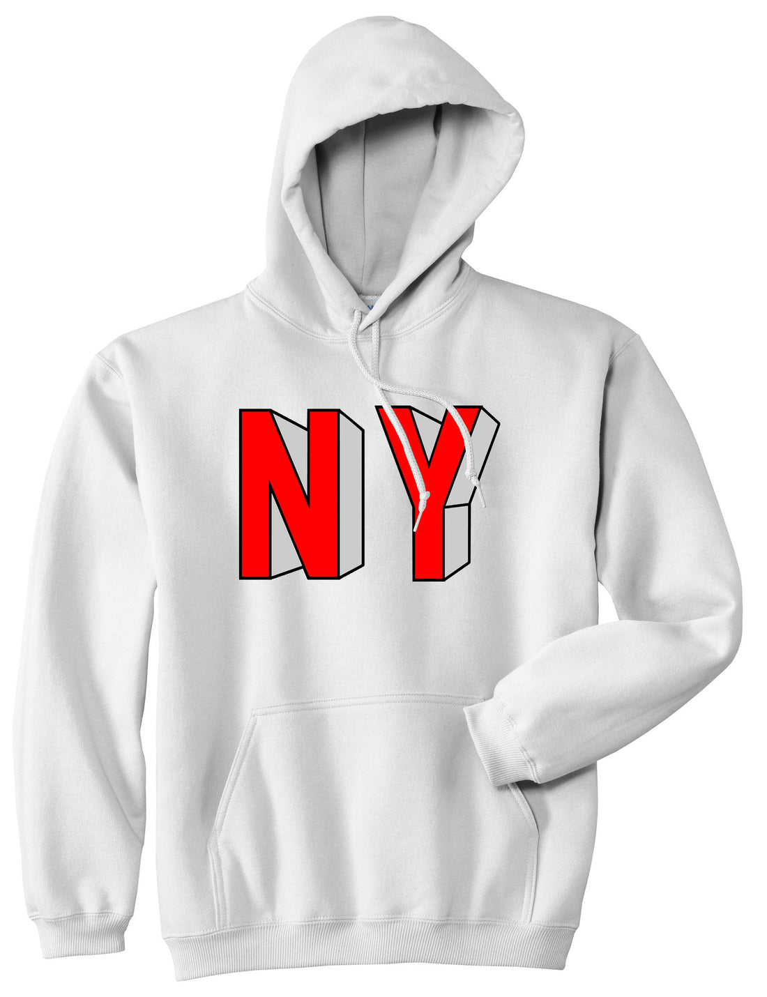 NY Block Letters Pullover Hoodie in White