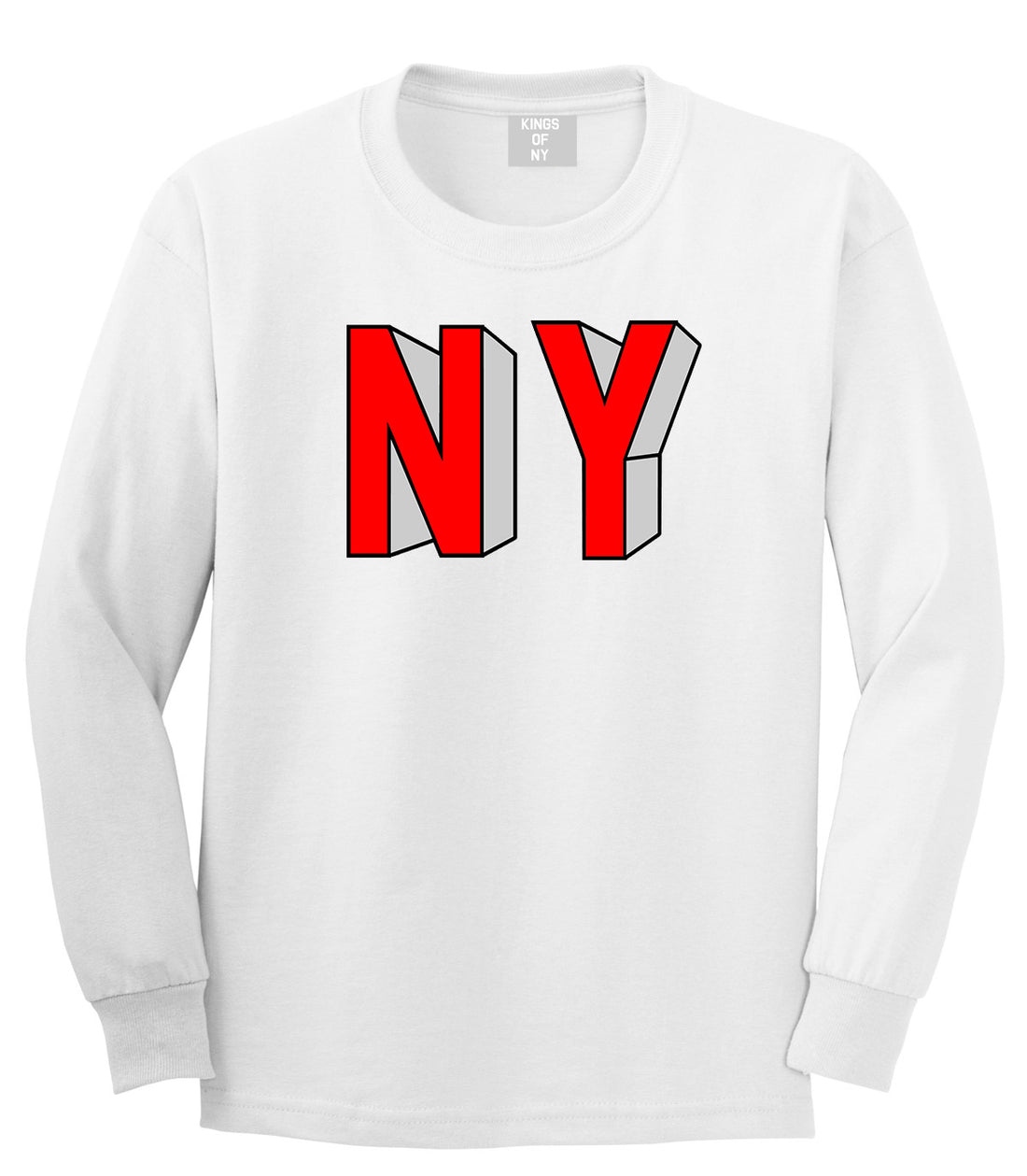 NY Block Letters Long Sleeve T-Shirt in White