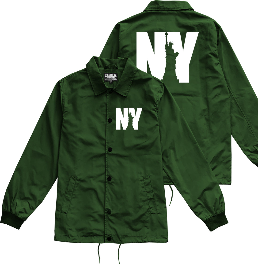 NY Statue Of Liberty Mens Coaches Jacket Green