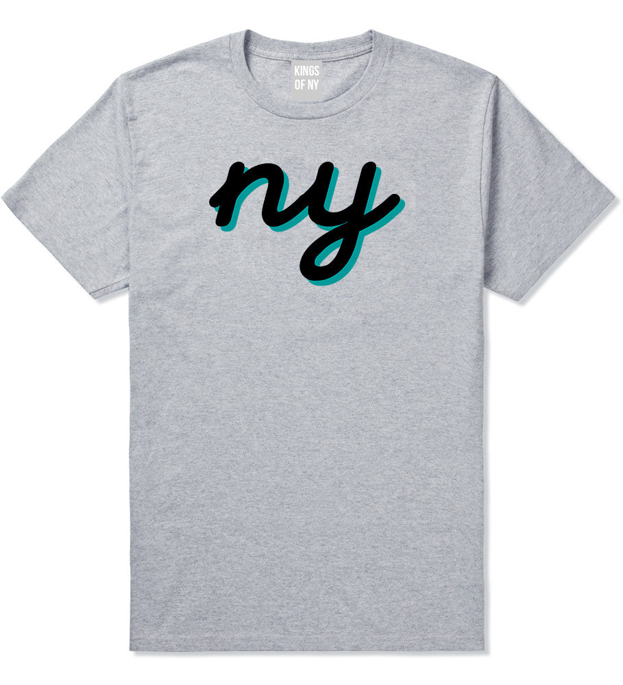 NY lower case script T-Shirt in Grey
