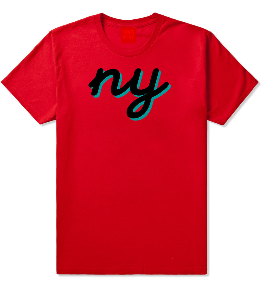 NY lower case script T-Shirt in Red